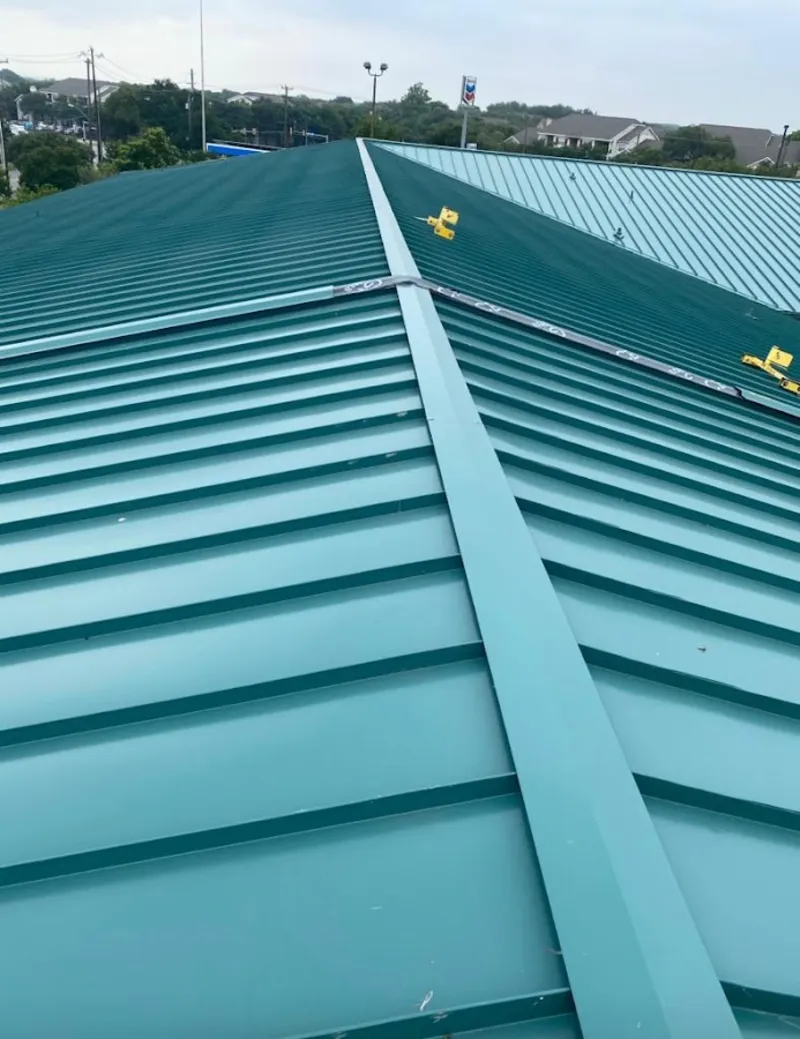 Green commercial metal roof ridge and valley for Metal Roof Repair in Moraga